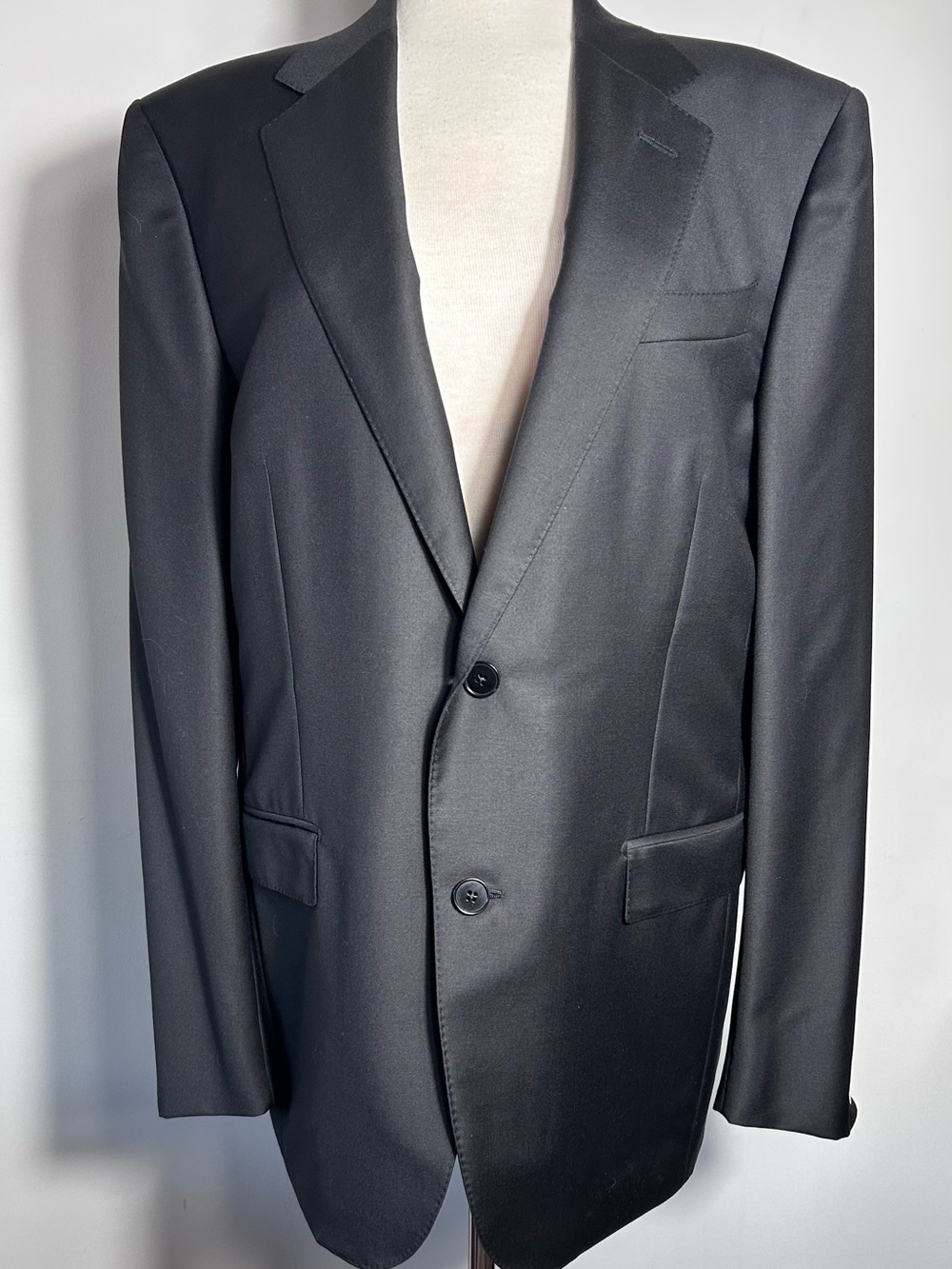 Zegna Trofeo 100% Wool Black Suit Jacket 52R Italy